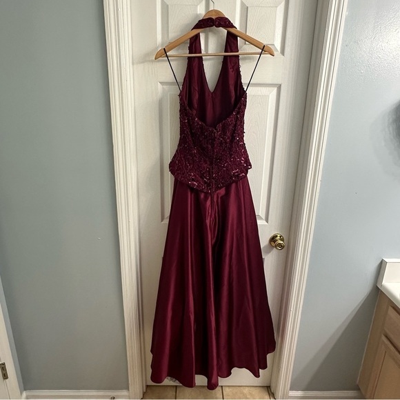 Vintage Formal Dress Prom Vest Whimsigoth Sequin Maroon Halter 90s Extra Small - Picture 4 of 9